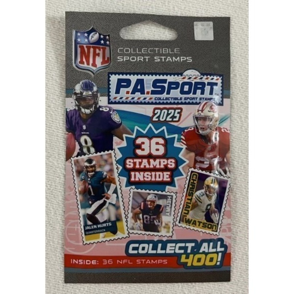 P.A. Sport NFL Series 2025 Collectible Stamps 1 Pack 36 NFL Stamps Party Animal